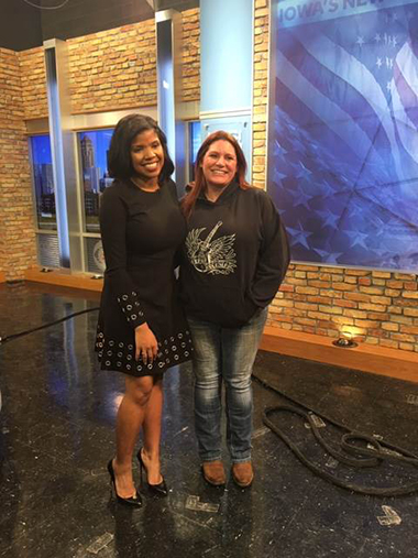 KCCI Anchor Rheya Spigner with WTA graduate Kimberly Garcia who was interviewed