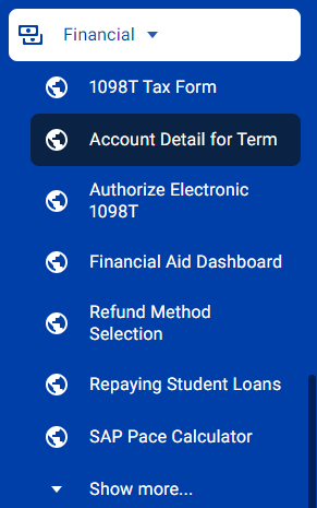 Step 3: In the list under the Financial section, click Account Detail for Term.