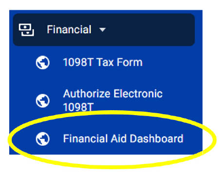 Step 2: Click on Financial Aid Dashboard