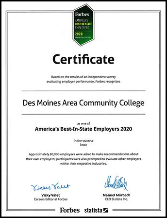 Forbes ranking certificate