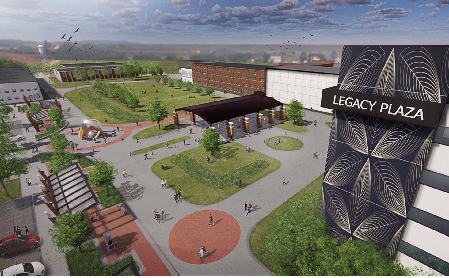 A rendering of the Legacy Plaza green space project