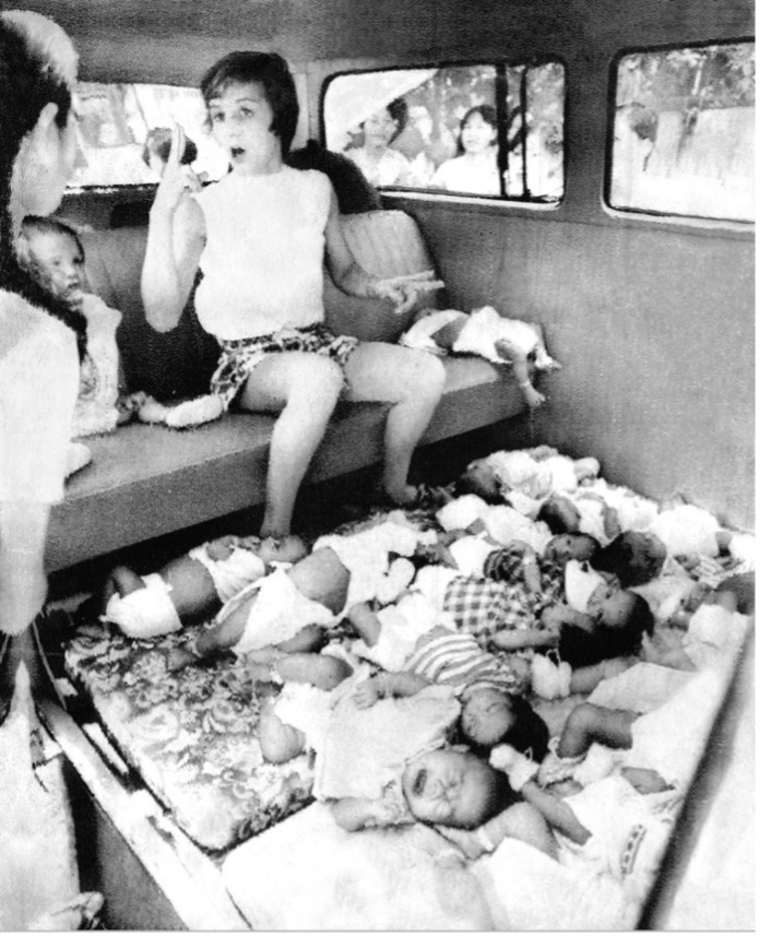 Children and infants gathered during the 1975 Operation Babylift.