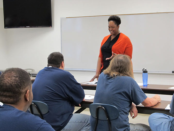 Woman teaching class