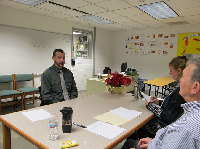 Man at mock interview